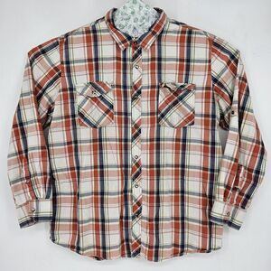 Skully Shirt Mens XXL Long Sleeve Snap Front Pockets Western Plaid FLAWS